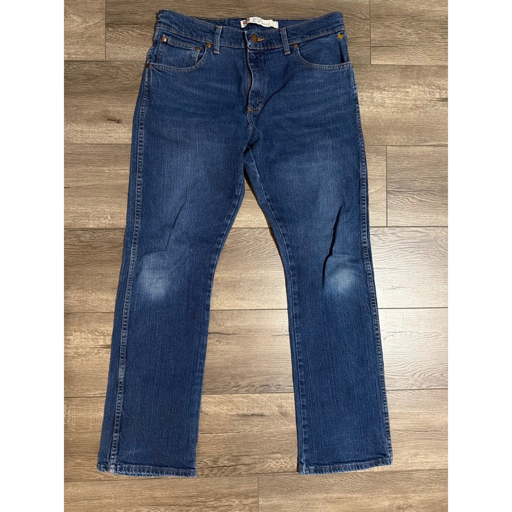 Wrangler Rooted Western Slim Boot Blue Jeans Size 32x32 (Actual 32x31)